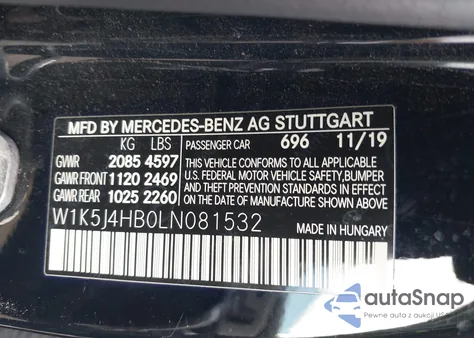 2020 Mercedes-Benz Cla 250 4Matic z USA, uszkodzony, nr VIN W1K5J4HB0LN081532